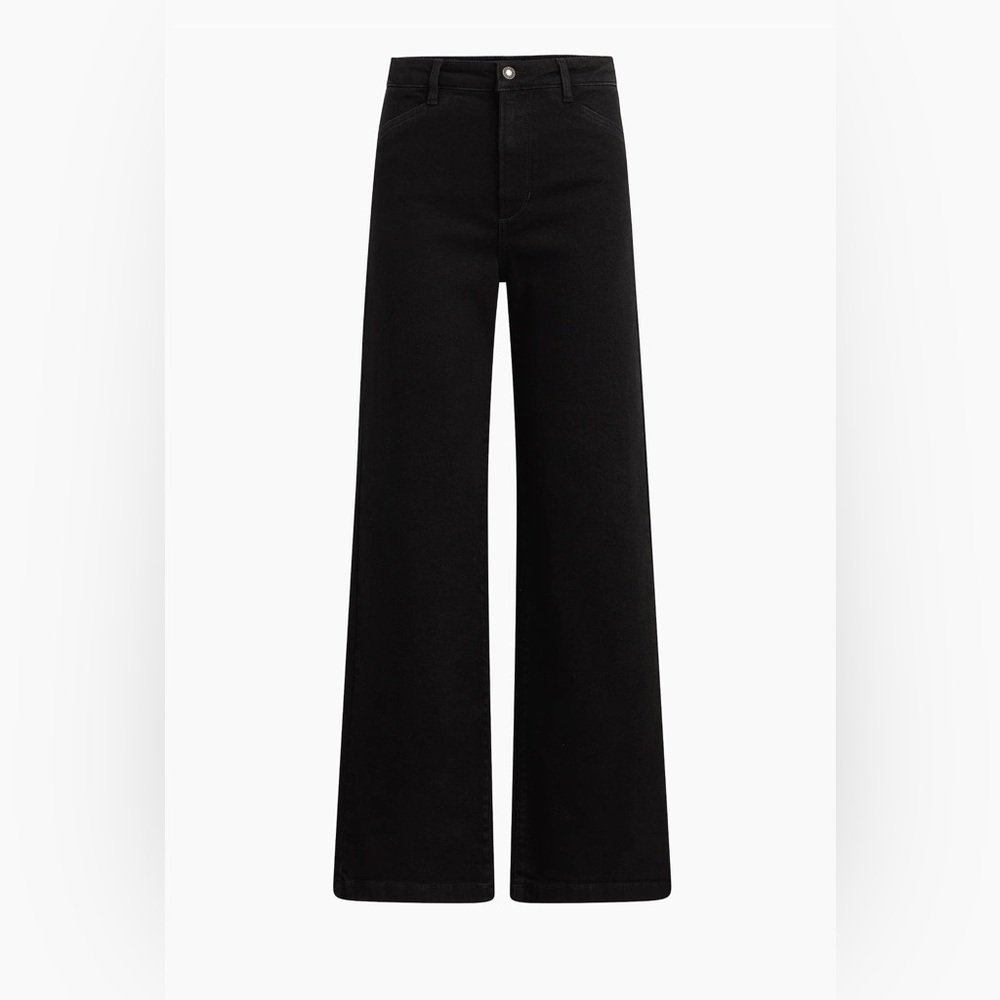 Favorite Daughter - Mischa Raw Hem Superhigh Waist Wide Leg Jeans in Licorice